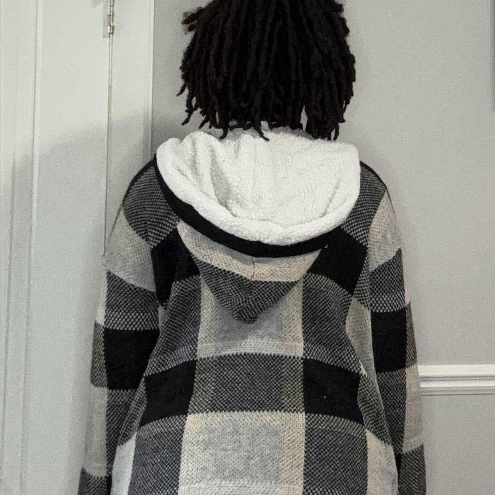 Black and White Plaid Women's Sweater - Picture 2 of 6